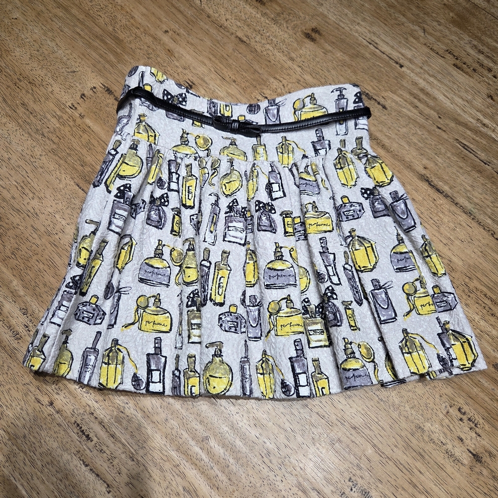 Mayoral Yellow and Gray Patterned Mini Skirt